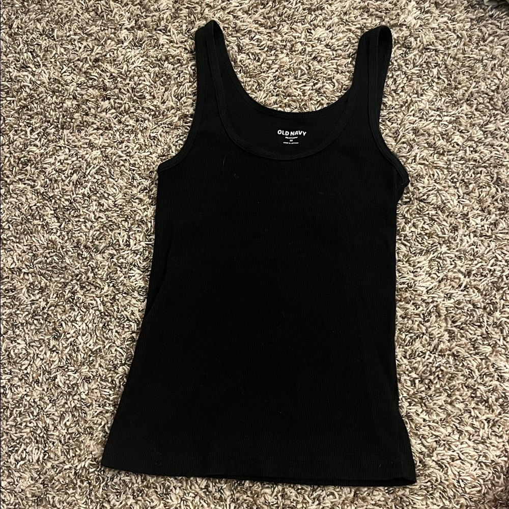 Old Navy Black Ribbed Scoop Tank Top - Women's